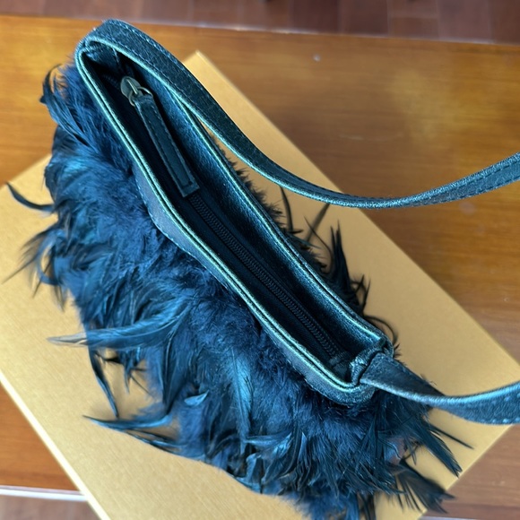 Black Crow Bird Feather Evening Gothic Shoulder Handbag - Picture 4 of 10